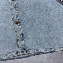 Load image into Gallery viewer, Vintage Cowboy Western Lace Panel Light Blue Denim Long Sleeve Popper Shirt
