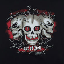 Load image into Gallery viewer, Art Worx Out Of Hell Streetfighter T Shirt M Gothic Skull Barbed Wire Y2K
