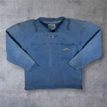 Load image into Gallery viewer, Early 00's Weird Fish Embroidered Mini Logo Faded Blue 1/4 Zip Pullover Sweatshirt
