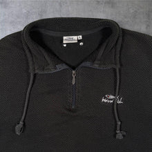 Load image into Gallery viewer, Weird Fish Embroidered Mini Logo Classic Black Macaroni Knit 1/4 Zip Sweatshirt
