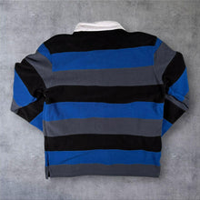 Load image into Gallery viewer, Guinness Rugby Shirt Fleece Mens Large Blue Grey Striped Embroidered Pullover
