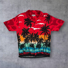 Load image into Gallery viewer, Vintage Lecanto Hawaiian Tropical Pattern Red Viscose Short Sleeve Shirt
