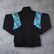 Load image into Gallery viewer, Vintage 90s Reebok Windbreaker Jacket M Black Blue Abstract Colourblock Retro
