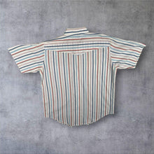 Load image into Gallery viewer, Outlaw Western Wear Shirt L Striped Pearl Snap Cowboy Western Extra Long Tails

