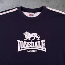 Load image into Gallery viewer, Early 00's Lonsdale Classic Logo Graphic Navy Blue Cotton Blend Short Sleeve T-Shirt
