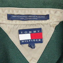 Load image into Gallery viewer, Vintage Tommy Hilfiger Polo Shirt L Green Navy Striped Crest Logo 90s Preppy
