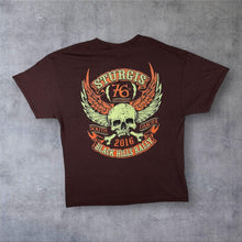 Load image into Gallery viewer, Sturgis 2016 Black Hills Rally T Shirt Skull Wings Biker Double Sided Brown
