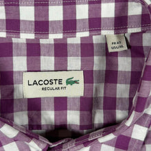 Load image into Gallery viewer, Lacoste "Regular Fit" Mini Logo Purple White Check Short Sleeve Cotton Shirt
