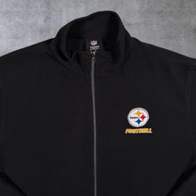 Load image into Gallery viewer, NFL Team Apparel Pittsburgh Steelers Football Mini Logo Black Zip Fleece Sweatshirt

