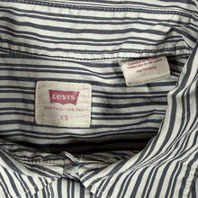 Load image into Gallery viewer, Levi's Black White Striped Gathered Ruched Long Sleeve Cotton Shirt
