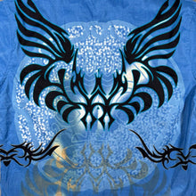 Load image into Gallery viewer, Vintage Woodpecker Goth Y2K Tribal Patterned Blue Short Sleeve Shirt
