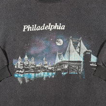 Load image into Gallery viewer, Vintage 90s US Eagle Philadelphia Sweatshirt XL Boxy M L Faded Black Skyline
