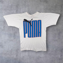 Load image into Gallery viewer, Vintage 90s PUMA Big Logo Single Stitch T Shirt Large Made in UK White Retro
