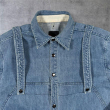 Load image into Gallery viewer, Etienne Ozeki Vintage Y2K Blue Denim Worker Jacket Shirt M Utility Strap 00s
