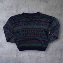 Load image into Gallery viewer, Vintage Classic Knitwear 90s Geometric Aztec Jumper Navy Blue Korean L M
