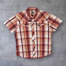 Load image into Gallery viewer, Lee XXL XL Western Shirt Mens Plaid Pearl Snap Cowboy Short Sleeve Rodeo
