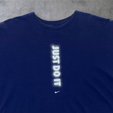 Load image into Gallery viewer, Vintage Nike "Just Do It" Mini Swoosh Logo Spellout Graphic Navy Blue T-Shirt
