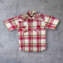 Load image into Gallery viewer, Chrome Mens LL Western Shirt Red Plaid Pearl Snap Cowboy Distressed Y2K
