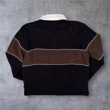 Load image into Gallery viewer, Guinness Embroidered Mini Logo Black Brown Colour Block Collared Fleece Sweatshirt
