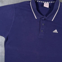 Load image into Gallery viewer, Adidas Embroidered Mini Logo Short Sleeve Faded Navy Blue Polo Shirt
