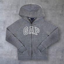 Load image into Gallery viewer, GAP Classic Embroidered Big Logo Spellout Grey Zip Hoodie
