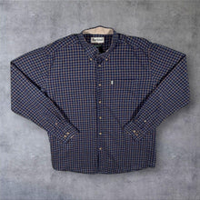 Load image into Gallery viewer, Barbour Bank Tattersall Shirt Mens L Navy Check Corduroy Collar Regular Fit
