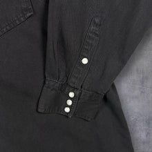 Load image into Gallery viewer, Vintage Lee Black Western Shirt Pearl Snap Cowboy Denim Twin Pocket
