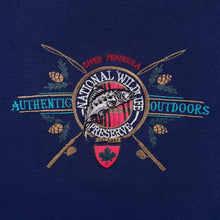 Load image into Gallery viewer, Vintage Northwest Territory "National Wildlife Preserve" Embroidered Blue Sweatshirt
