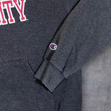 Load image into Gallery viewer, Champion Fairfield University College Spellout Graphic Grey Pullover Hoodie
