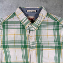 Load image into Gallery viewer, Levi's White Green Yellow Check Cotton Long Sleeve Button-Down Shirt
