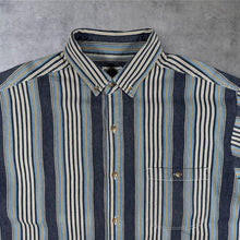Load image into Gallery viewer, Vintage 90s Basic Editions Striped Shirt Mens Blue Boxy Y2K Skater
