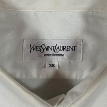 Load image into Gallery viewer, Vintage Yves Saint Laurent YSL Shirt 38 Medium Large White Embroidered Logo 90s
