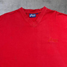 Load image into Gallery viewer, Vintage Asics Classic Embroidered Mini Logo Red Short Sleeve V-Neck T-Shirt

