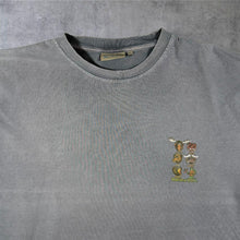 Load image into Gallery viewer, Early 00's Weird Fish Hunting Cartoon Novelty Graphic Faded Grey T-Shirt
