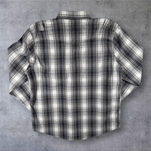 Load image into Gallery viewer, American Rag Mens L Western Shirt Grey Plaid Pearl Snap Cowboy 100% Cotton

