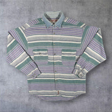 Load image into Gallery viewer, Vintage 90s Traditional Diner Striped Flannel Shirt Denim Collar Grunge Oversized
