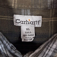 Load image into Gallery viewer, Carhartt Shirt XL Tall Black Blue Green Plaid Heavy Cotton Workwear Check XLT
