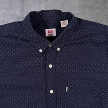 Load image into Gallery viewer, Levi's Navy Blue Polka Dot Patterned Long Sleeve Cotton Button-Down Shirt
