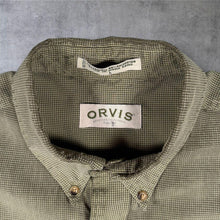 Load image into Gallery viewer, Vintage Orvis Shirt L Made in Hong Kong Green Micro Check Short Sleeve
