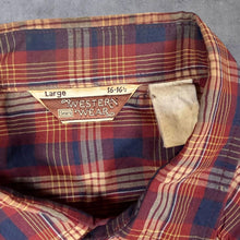 Load image into Gallery viewer, Vintage Sears Western Wear "Tall Size" Cowboy Multi Check Long Sleeve Popper Shirt
