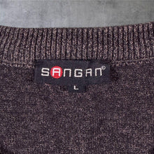 Load image into Gallery viewer, Vintage Pierre Sangan Jumper Mens L M Brown V Neck Geometric Grandad Knit
