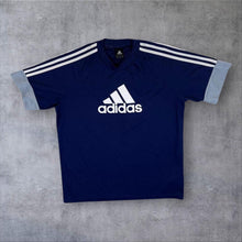 Load image into Gallery viewer, Adidas Three Stripe Big Logo Navy Blue Short Sleeve Polyester Sports T-Shirt
