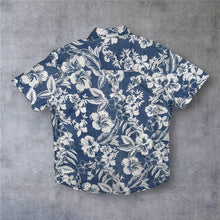 Load image into Gallery viewer, Aeropostale Mens Large Hawaiian Shirt Blue White Hibiscus Floral Aloha Cotton

