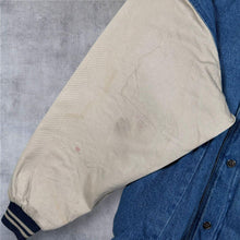 Load image into Gallery viewer, Vintage 90s Expeditions International Denim Bomber Varsity Jacket XL Made in Oman
