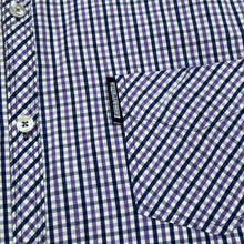 Load image into Gallery viewer, Lambretta Carnaby Street Mens XL Purple Gingham Check Mod Long Sleeve Shirt

