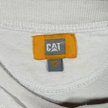 Load image into Gallery viewer, CAT Caterpillar Embroidered Logo Spellout White Cotton Short Sleeve T-Shirt
