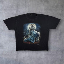Load image into Gallery viewer, Early 00's Wild Goth Wolf Animal Wildlife Cotton Graphic Black T-Shirt
