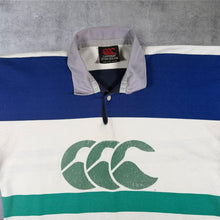 Load image into Gallery viewer, Vintage 90s Canterbury Of New Zealand Rugby Shirt XL Crazy Stripe CCC Big Logo
