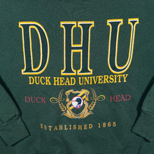 Load image into Gallery viewer, Vintage Duck Head University Made In USA Spellout Graphic Green Sweatshirt
