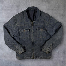 Load image into Gallery viewer, 2000s Y2K Denim Jacket Mens Faded Zip Utility Padded Techwear Style M L
